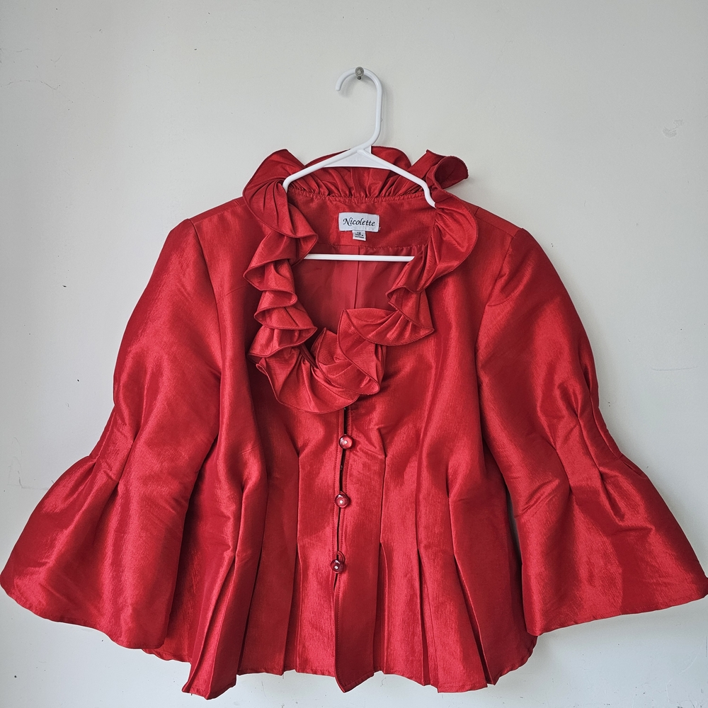 Vintage Nicolette Women's Red Ruffle Blouse